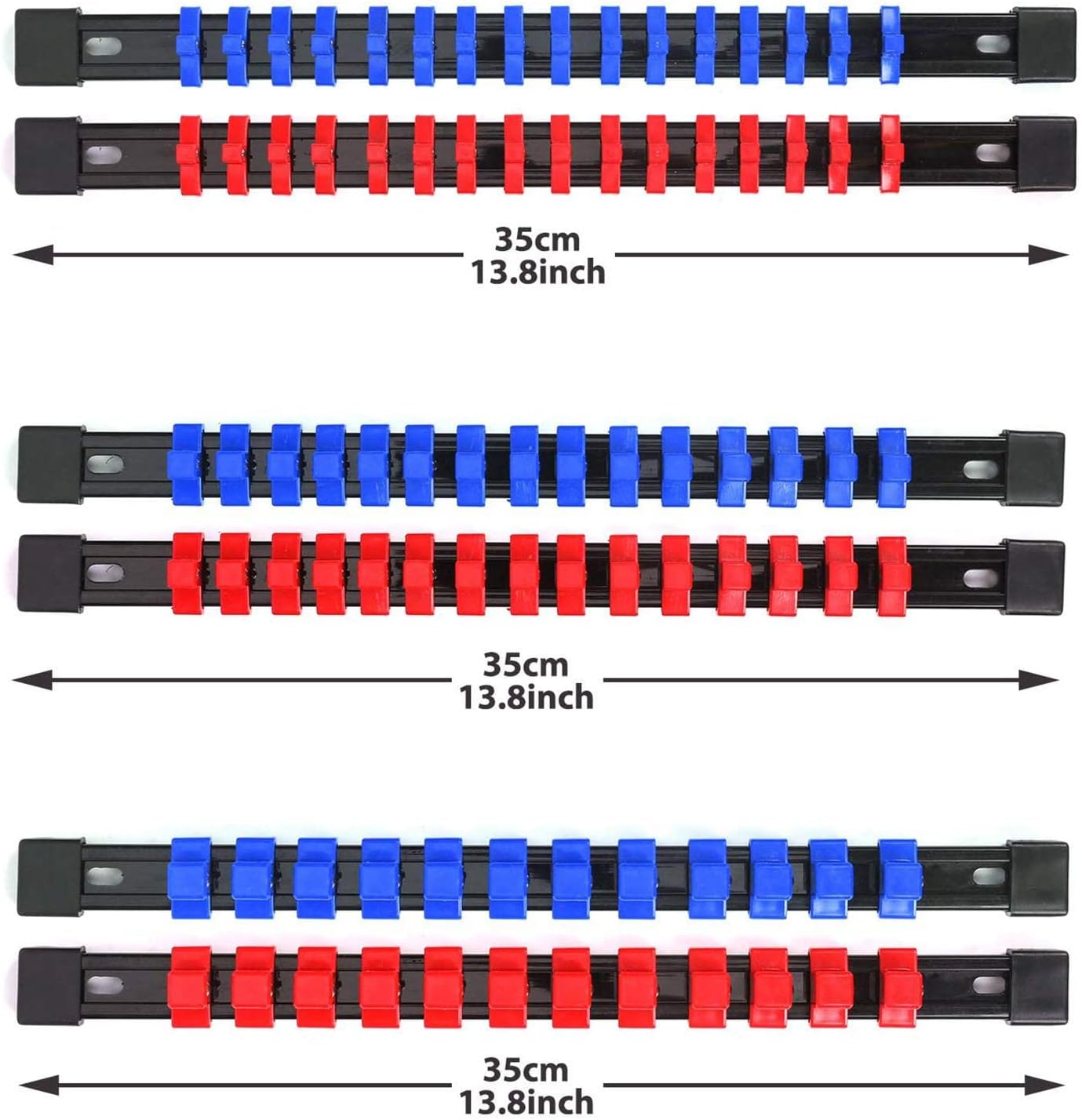 Juego De 6 Rieles Para Organizar Dados 1/4" 3/8" 1/2"