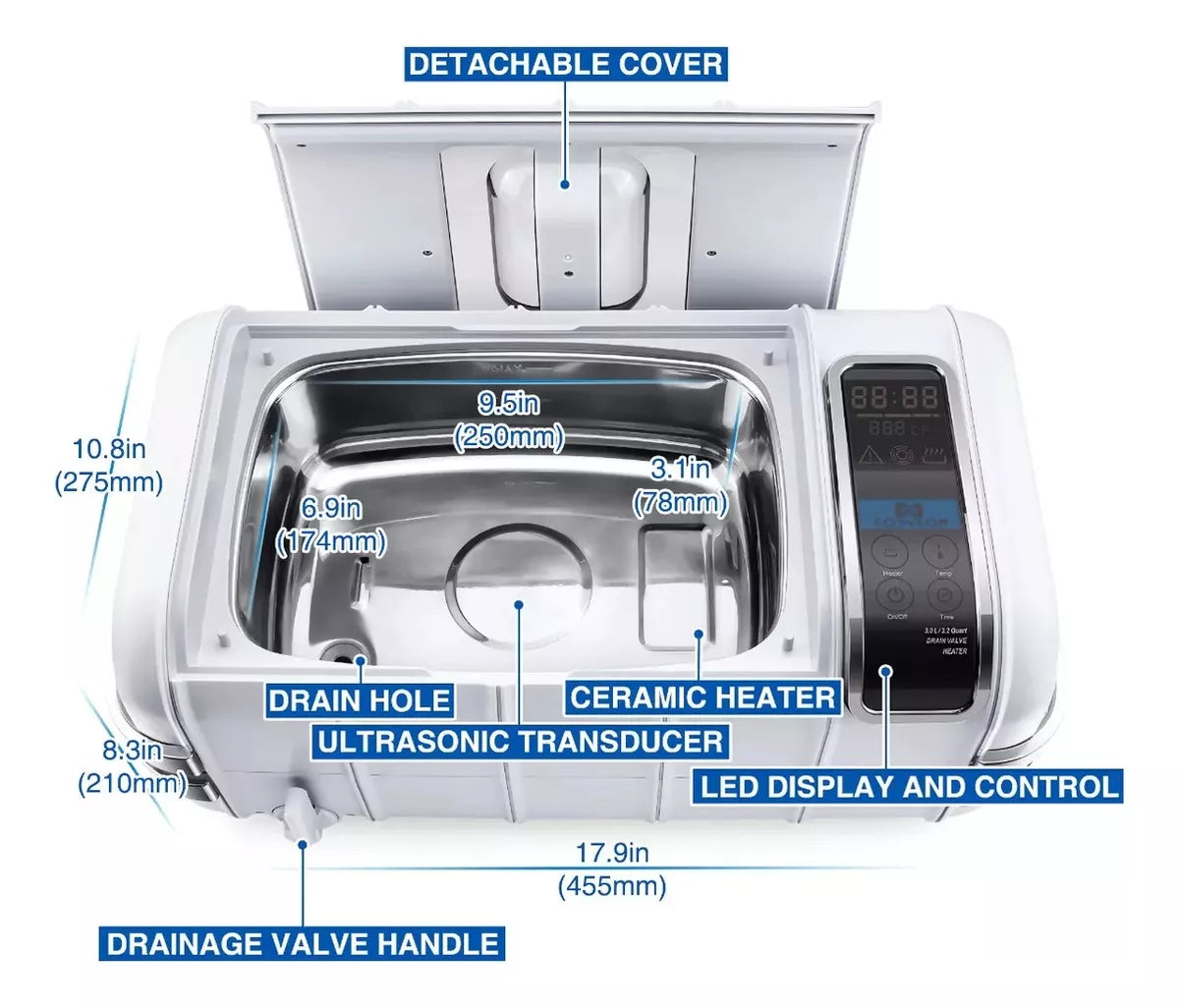 Tina De Ultrasonido Digital Acero Inoxidable 3 Litros