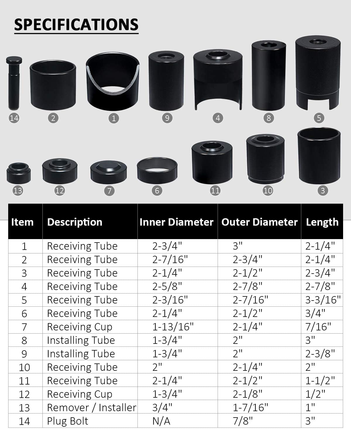 Juego De 14 Adaptadores Para Prensa 2WD y 4WD