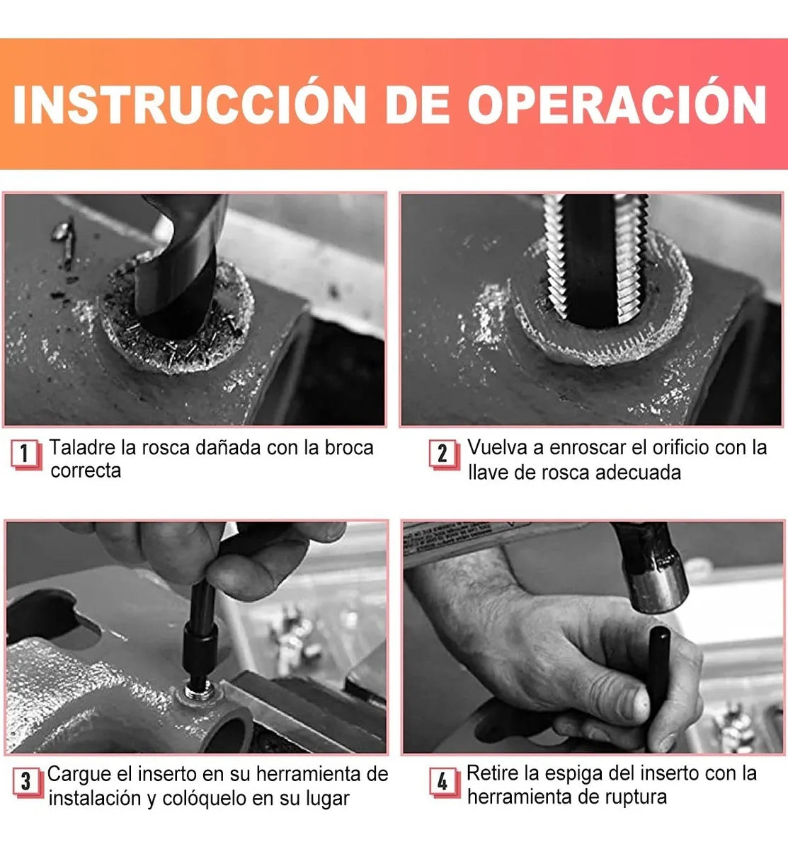 Kit De Reparacion De Roscas M5 M6 M8 M10 M12 Helicoil 131pzs