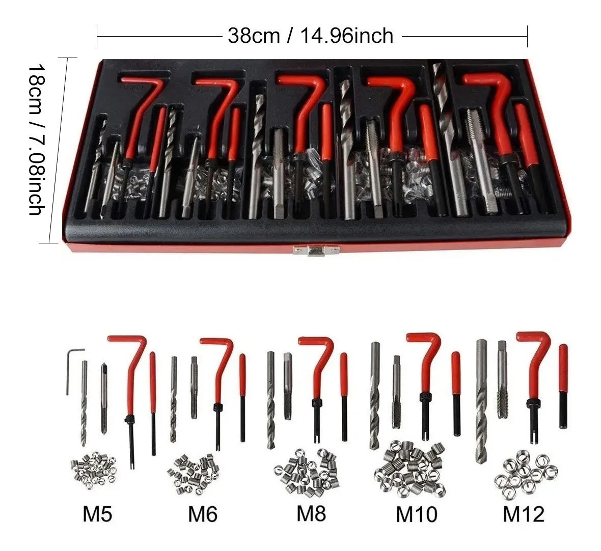 Kit De Reparacion De Roscas M5 M6 M8 M10 M12 Helicoil 131pzs