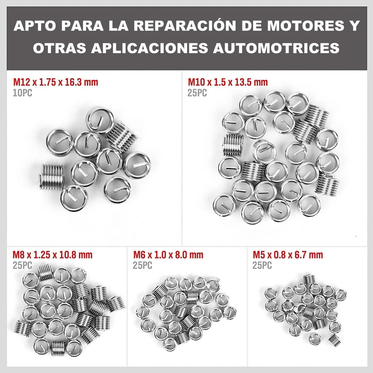 Kit De Reparacion De Roscas M5 M6 M8 M10 M12 Helicoil 131pzs